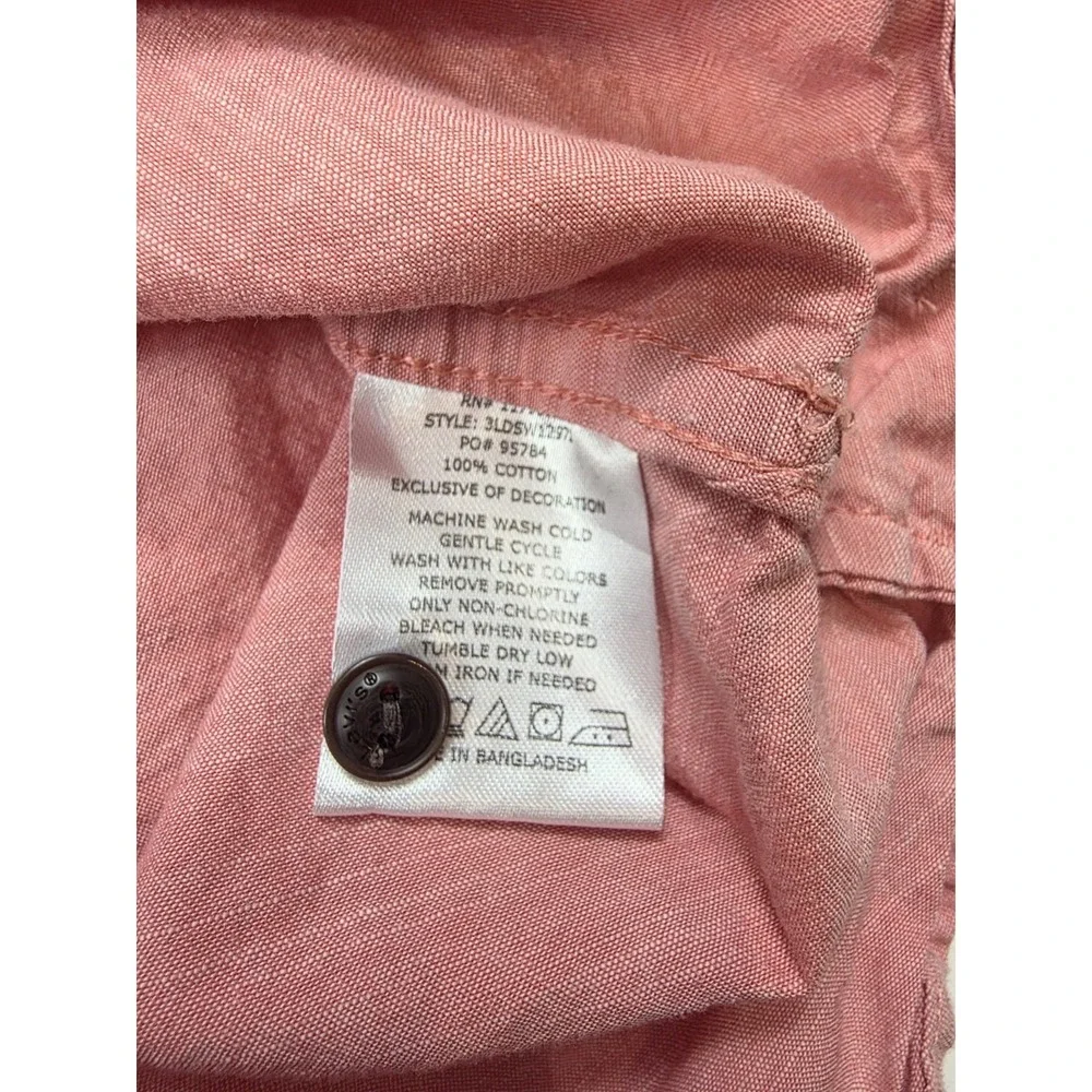 Levi's Pink Chambray Button Up Short Sleeve Shirt‎ Men's Size Small